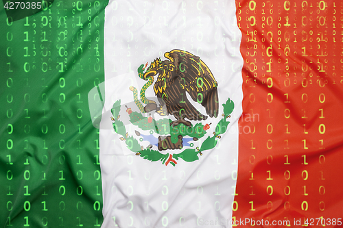 Image of Binary code with Mexico flag, data protection concept