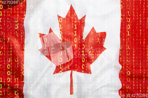 Image of Binary code with Canada flag, data protection concept