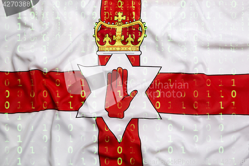 Image of Binary code with Northern Ireland flag, data protection concept