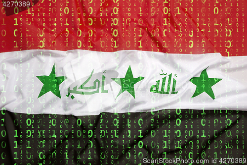 Image of Binary code with Iraq flag, data protection concept