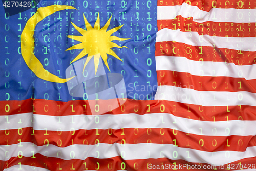 Image of Binary code with Malaysia flag, data protection concept