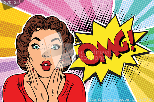 Image of OMG pop art brunette woman