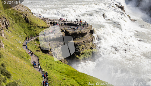 Image of ICELAND - July 26, 2016: Icelandic Waterfall Gullfoss