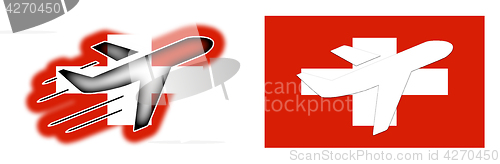 Image of Nation flag - Airplane isolated - Switzerland