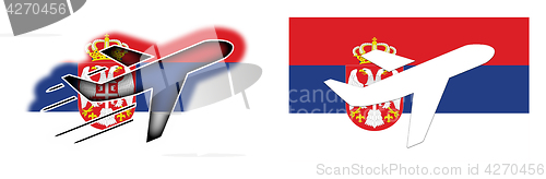 Image of Nation flag - Airplane isolated - Serbia