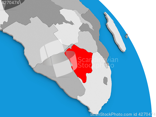 Image of Botswana on globe