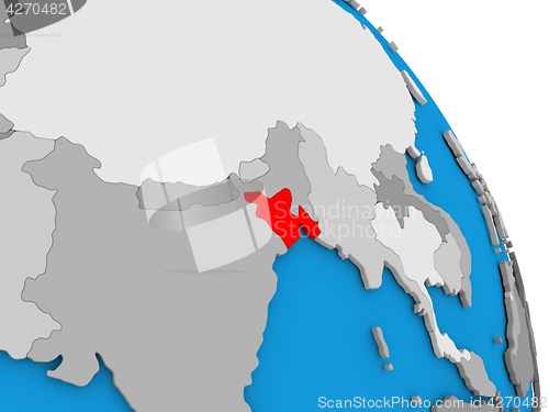 Image of Bangladesh on globe