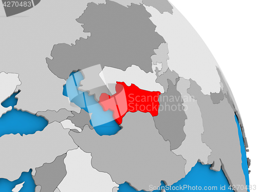 Image of Turkmenistan on globe