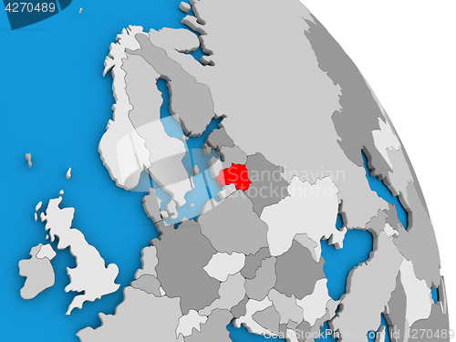 Image of Lithuania on globe