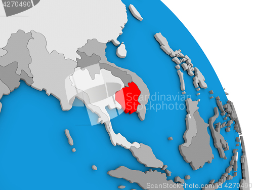 Image of Cambodia on globe