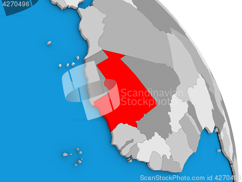 Image of Mauritania on globe