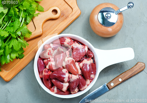 Image of raw chicken hearts