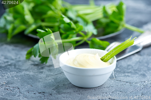 Image of celery with sauce