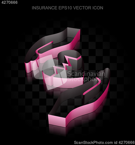 Image of Insurance icon: Crimson 3d Heart And Palm made of paper, transparent shadow, EPS 10 vector.