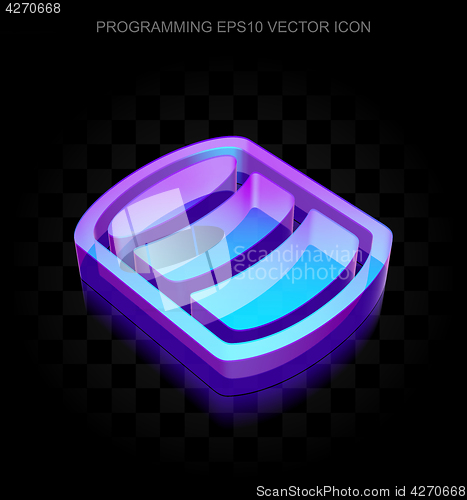 Image of Programming icon: 3d neon glowing Database made of glass, EPS 10 vector.