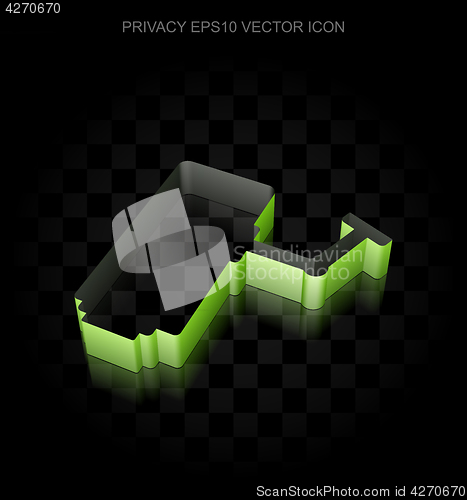 Image of Security icon: Green 3d Cctv Camera made of paper, transparent shadow, EPS 10 vector.