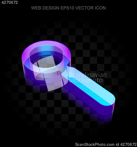 Image of Web design icon: 3d neon glowing Search made of glass, EPS 10 vector.