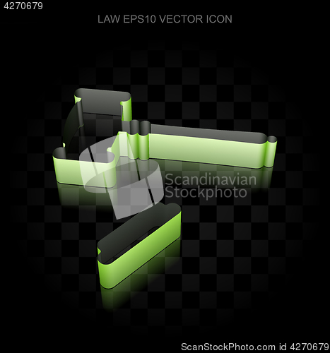 Image of Law icon: Green 3d Gavel made of paper, transparent shadow, EPS 10 vector.