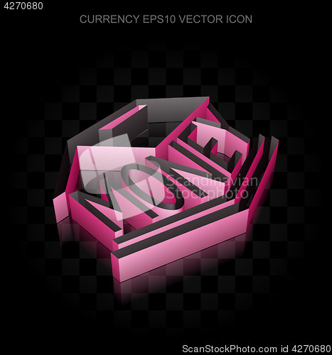 Image of Money icon: Crimson 3d Money Box made of paper, transparent shadow, EPS 10 vector.