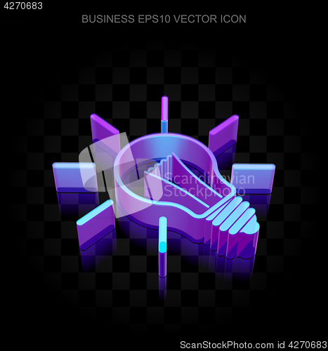Image of Business icon: 3d neon glowing Light Bulb made of glass, EPS 10 vector.