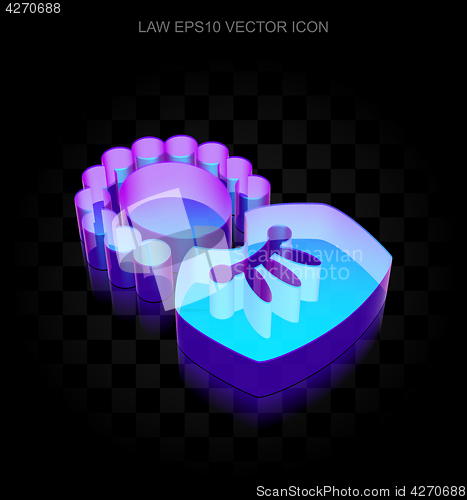 Image of Law icon: 3d neon glowing Judge made of glass, EPS 10 vector.