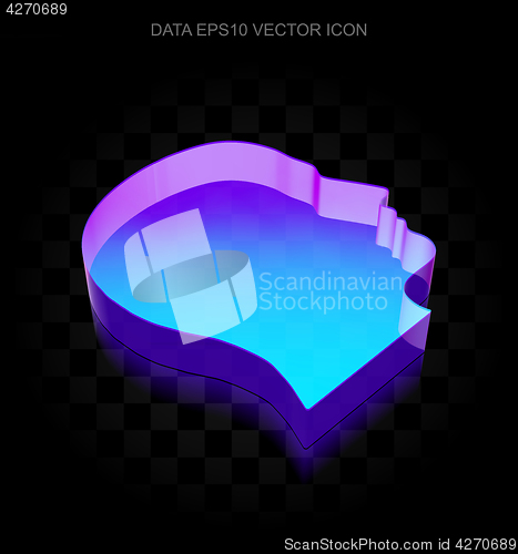 Image of Information icon: 3d neon glowing Head made of glass, EPS 10 vector.