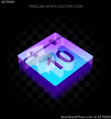 Image of Timeline icon: 3d neon glowing Calendar made of glass, EPS 10 vector.