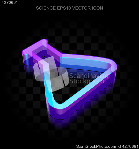 Image of Science icon: 3d neon glowing Flask made of glass, EPS 10 vector.