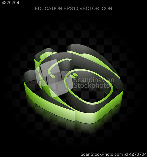 Image of Learning icon: Green 3d Backpack made of paper, transparent shadow, EPS 10 vector.