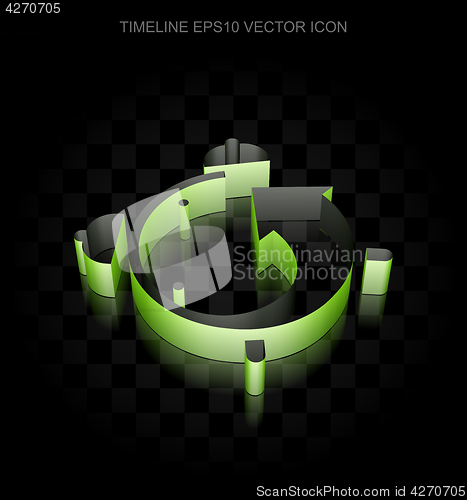 Image of Timeline icon: Green 3d Alarm Clock made of paper, transparent shadow, EPS 10 vector.