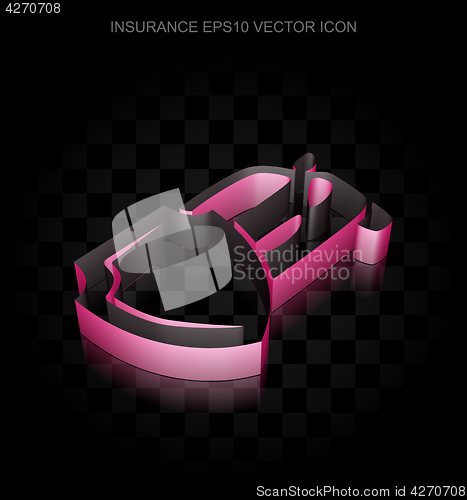 Image of Insurance icon: Crimson 3d Car And Shield made of paper, transparent shadow, EPS 10 vector.