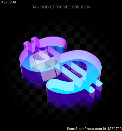 Image of Money icon: 3d neon glowing Dollar made of glass, EPS 10 vector.