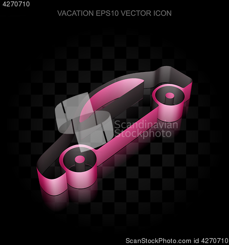 Image of Vacation icon: Crimson 3d Car made of paper, transparent shadow, EPS 10 vector.