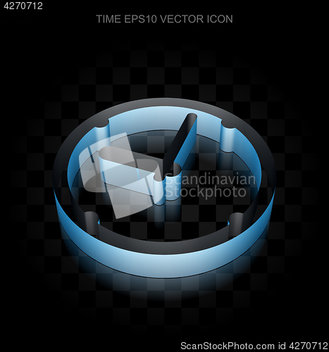 Image of Timeline icon: Blue 3d Clock made of paper, transparent shadow, EPS 10 vector.