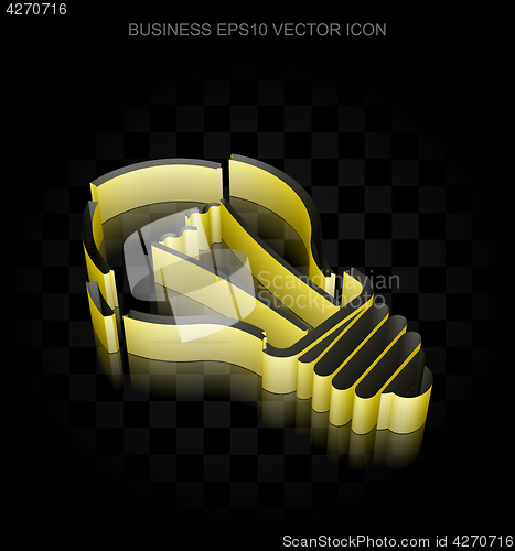 Image of Business icon: Yellow 3d Light Bulb made of paper, transparent shadow, EPS 10 vector.