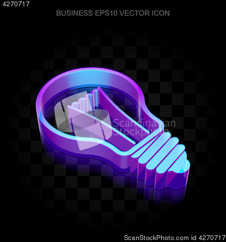 Image of Business icon: 3d neon glowing Light Bulb made of glass, EPS 10 vector.