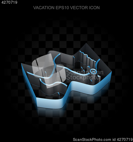 Image of Travel icon: Blue 3d Map made of paper, transparent shadow, EPS 10 vector.