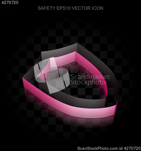Image of Protection icon: Crimson 3d Contoured Shield made of paper, transparent shadow, EPS 10 vector.