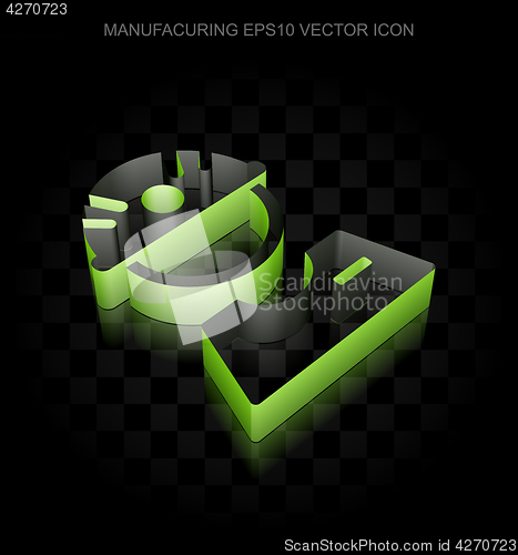 Image of Industry icon: Green 3d Factory Worker made of paper, transparent shadow, EPS 10 vector.