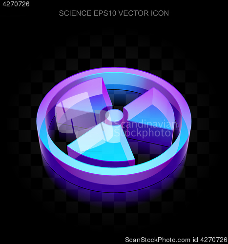 Image of Science icon: 3d neon glowing Radiation made of glass, EPS 10 vector.