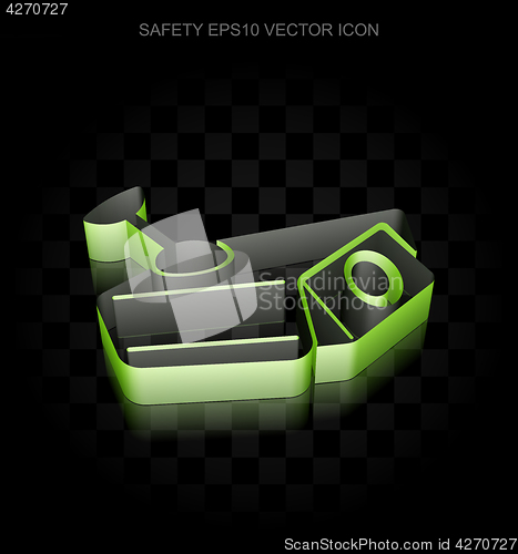 Image of Privacy icon: Green 3d Cctv Camera made of paper, transparent shadow, EPS 10 vector.