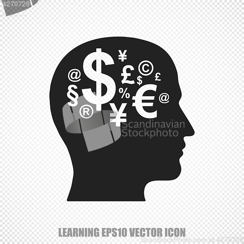 Image of Education vector Head With Finance Symbol icon. Modern flat design.