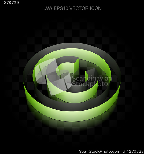 Image of Law icon: Green 3d Copyright made of paper, transparent shadow, EPS 10 vector.