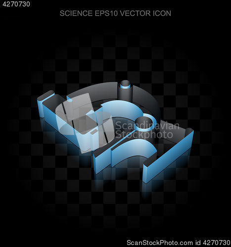 Image of Science icon: Blue 3d Microscope made of paper, transparent shadow, EPS 10 vector.