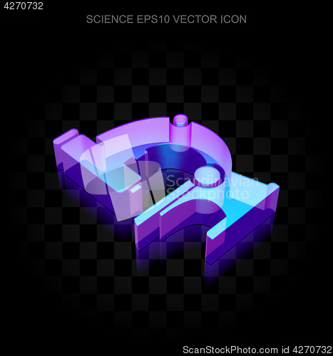 Image of Science icon: 3d neon glowing Microscope made of glass, EPS 10 vector.