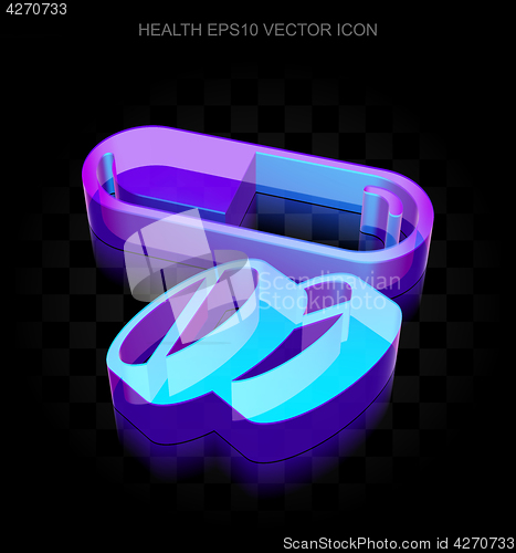 Image of Healthcare icon: 3d neon glowing Pills made of glass, EPS 10 vector.