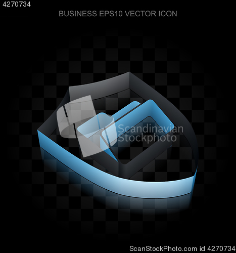 Image of Finance icon: Blue 3d Folder With Shield made of paper, transparent shadow, EPS 10 vector.