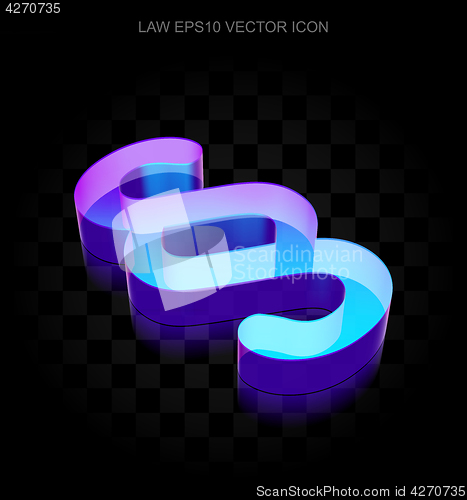 Image of Law icon: 3d neon glowing Paragraph made of glass, EPS 10 vector.
