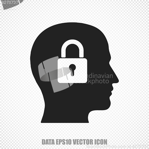 Image of Information vector Head With Padlock icon. Modern flat design.