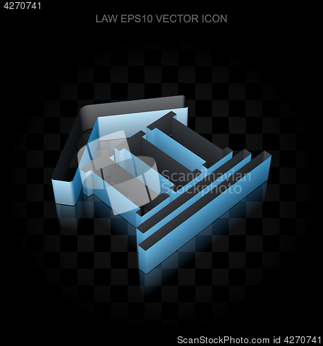 Image of Law icon: Blue 3d Courthouse made of paper, transparent shadow, EPS 10 vector.
